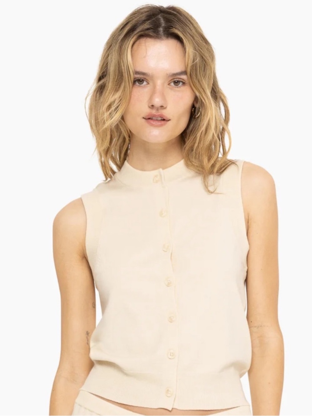Set Active Flat Knit Everyday Vest - Buttermilk